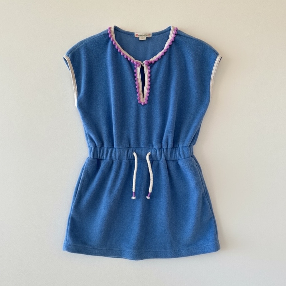 J.Crew Crewcuts Terry Pom-Pom Blue Swim Cover-Up Dress | Girls 4